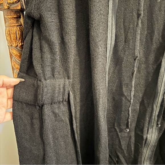 Sara Pacini Cardigan Double Zipper Black Knit Drawstring Waist - Picture 6 of 6